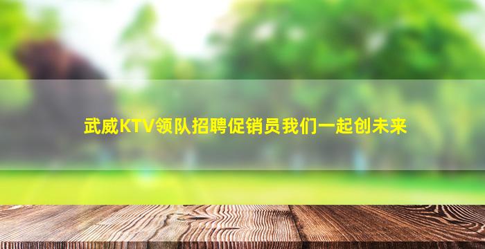 武威KTV领队招聘促销员我们一起创未来